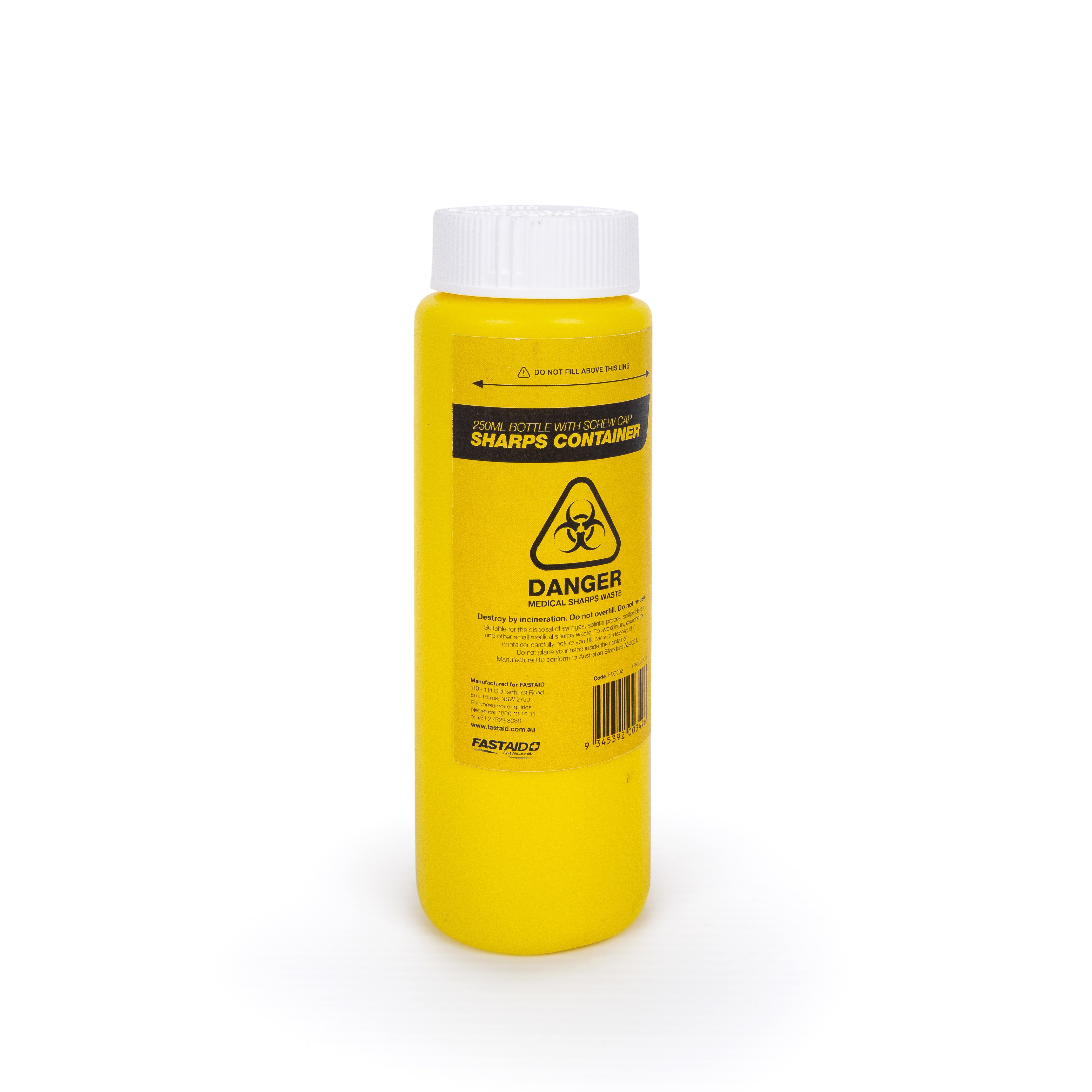 Plastic Sharps Container, 250ml