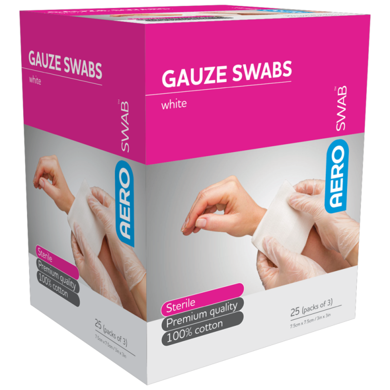 Sterile White Gauze Swab 7.5 x 7.5cm (Packs of 3)