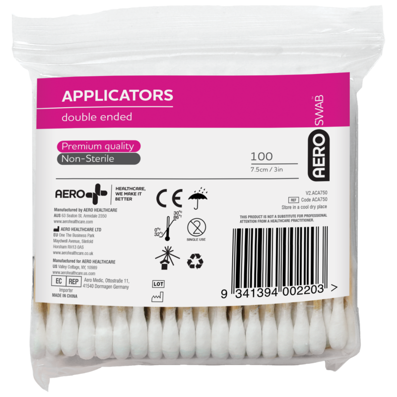 7.5cm Bamboo Double End Applicators Bag/100
