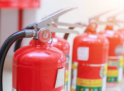 fire extinguishers available in fire emergencies.